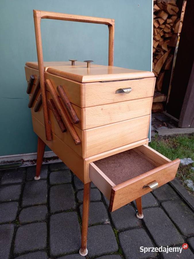 Duży niciak bukowy rozkładany PRL vintage