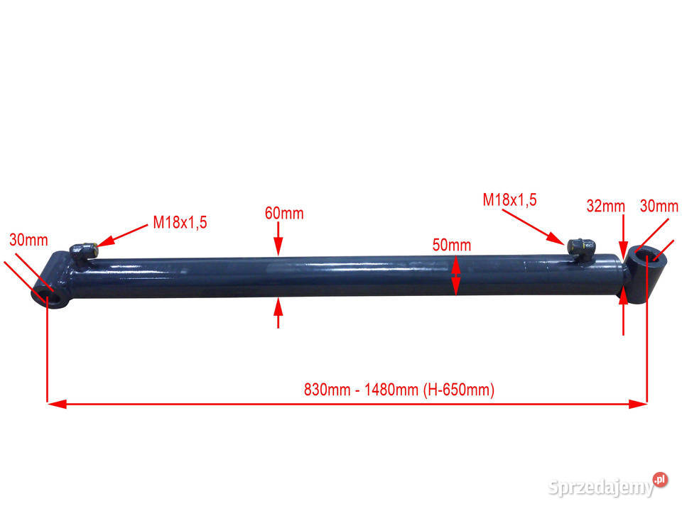 SIŁOWNIK HYDRAULICZNY SMT1SR 75x30x650 L 830mm Części zamienne sprzedam