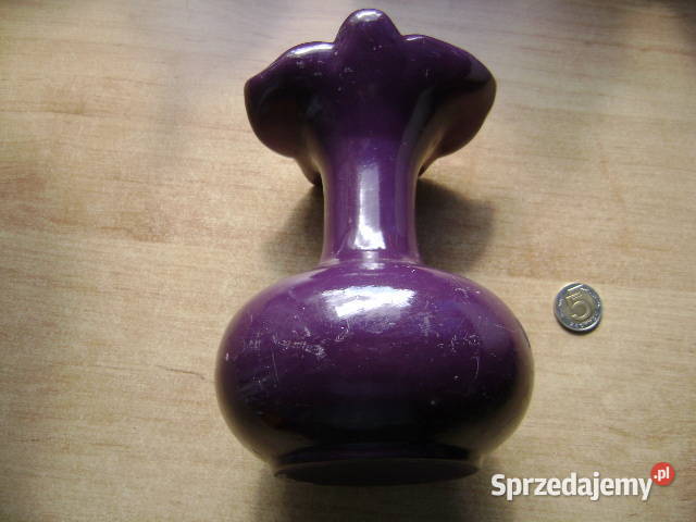 Starocie z PRL Szkło kolorowe Wazon Kwiat Porcelana i szkło