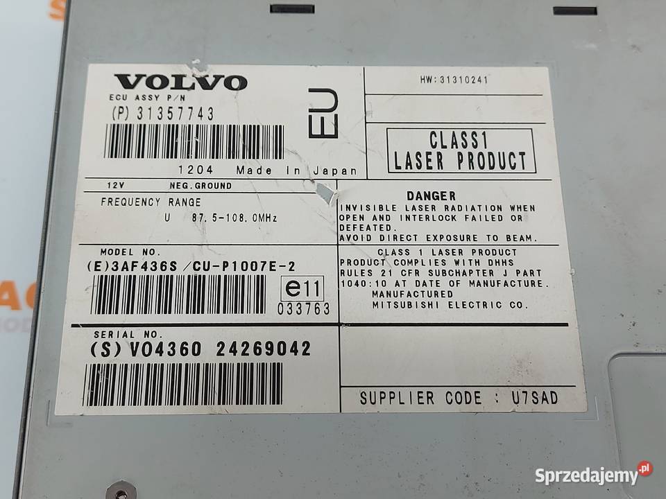 VOLVO C30 12r czytnik płyt CD nawigacji 31357743 Kielce
