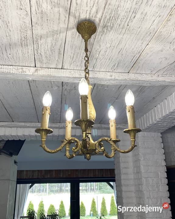 Francuski Żyrandol 23 mosiądz 5ram Antyk Warszawa