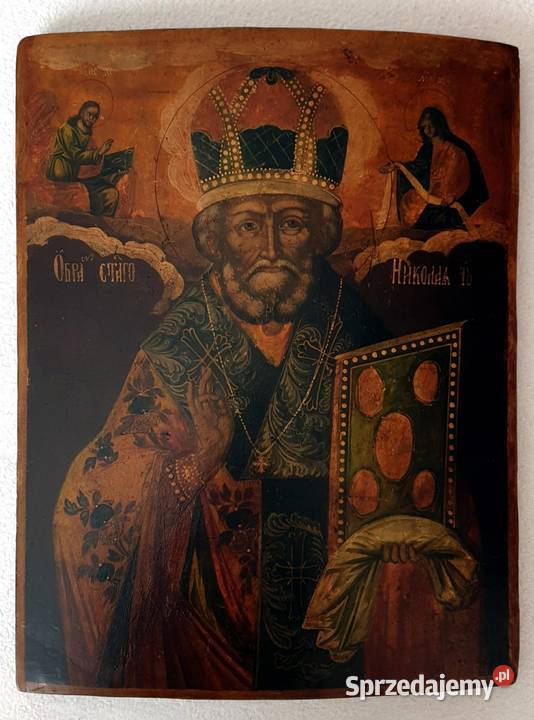 Ikona Święty Mikołaj z Miry Cudotwórca 0371 Antyki, Sztuka, Kolekcje Warszawa sprzedam