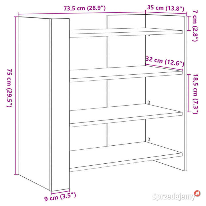 Szafka brązowy dąb 735x35x75 materiał