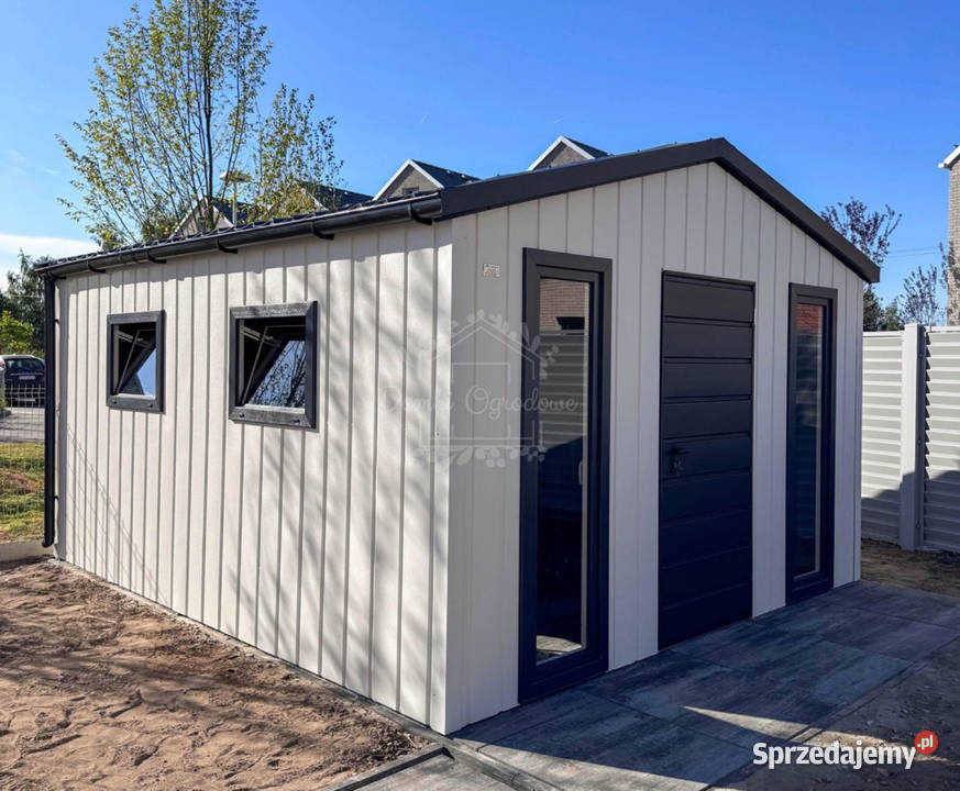 Domek ogrodowy 3x4 drzwi 4 x okno biały antracyt
