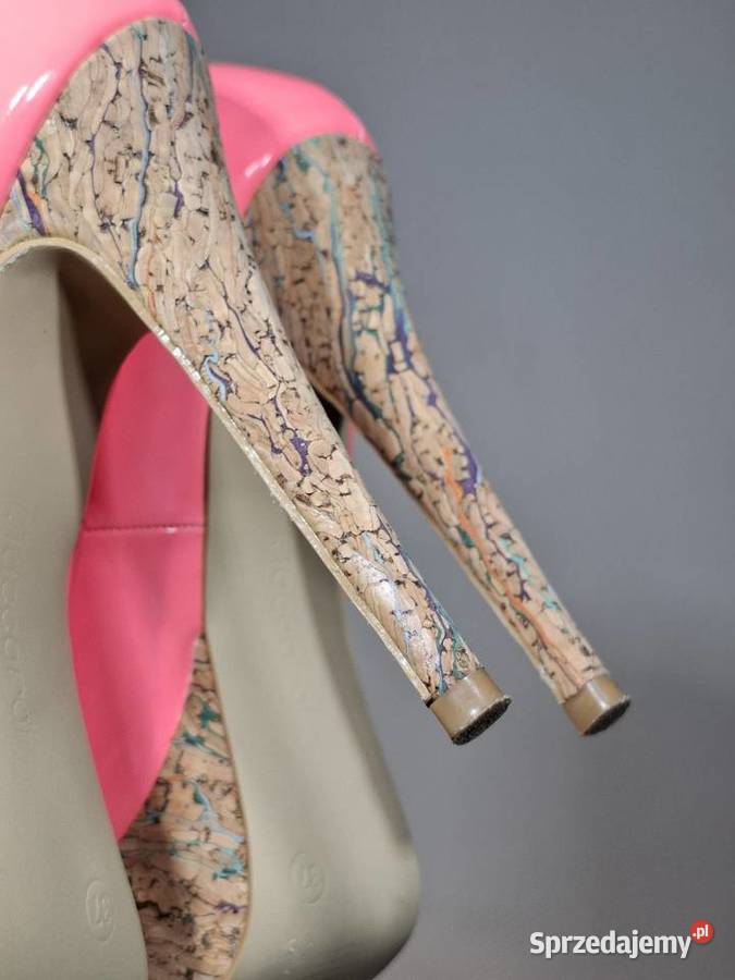 Neonowe szpilki 37 peep toe na platformie 24cm Kraków
