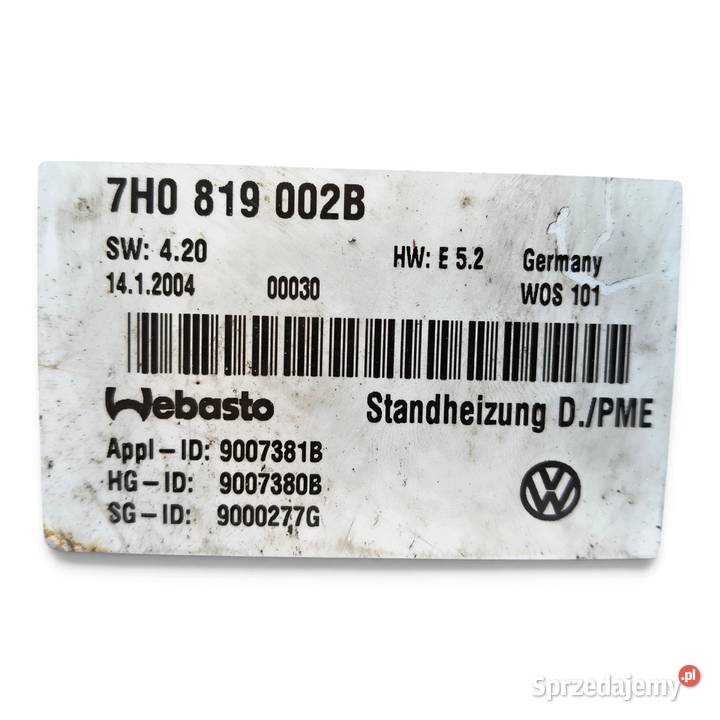 WEBASTO OGRZEWANIE POSTOJOWE Vw T5 25TDI