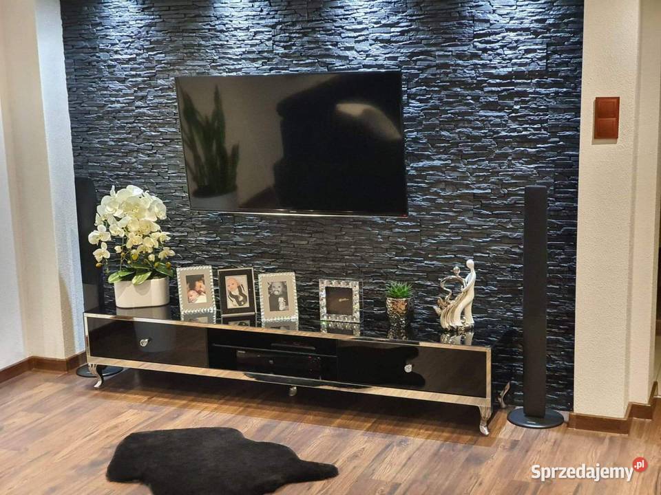 Komoda RTV czarna glamour srebrna noga Ludwik