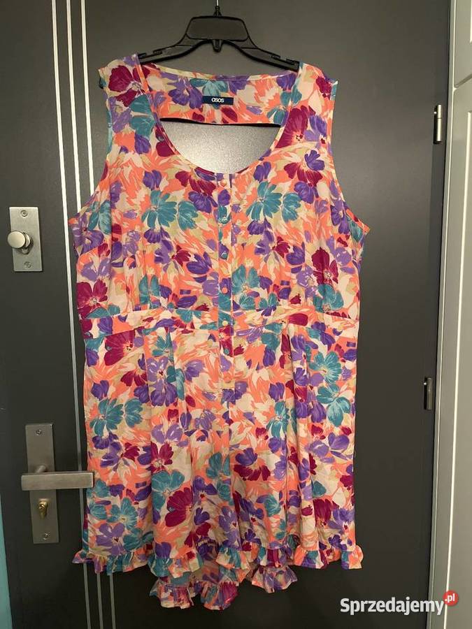 Asos kombinezon modny wzór kwiaty floral hit czerwony Choszczno