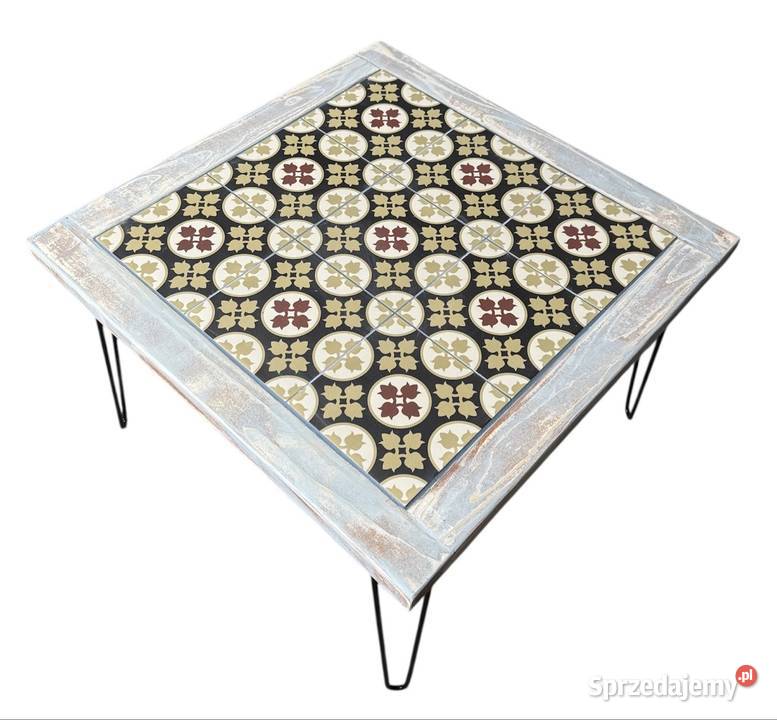 Stolik kawowy z drewna i płytek ceramicznych w zachodniopomorskie Szczecin sprzedam