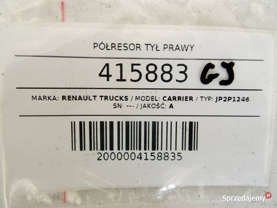 PÓŁRESOR TYŁ PRAWY RENAULT TRUCKS N RESOR TYLNY sprzedam