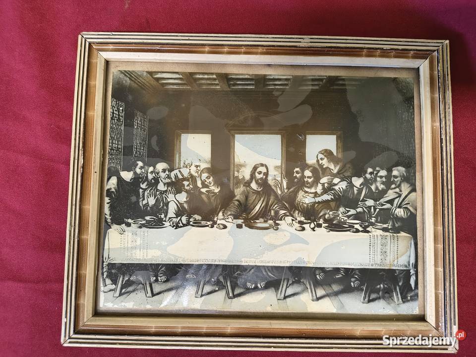 Stara reprodukcja Ostatnia Wieczerza obraz Malarstwo łódzkie