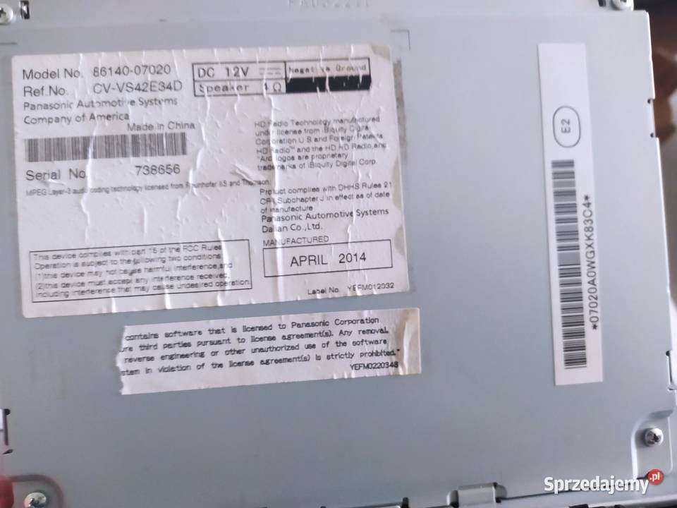 Panel Medialny Toyota Avelon 2014 cdradio system Warszawa