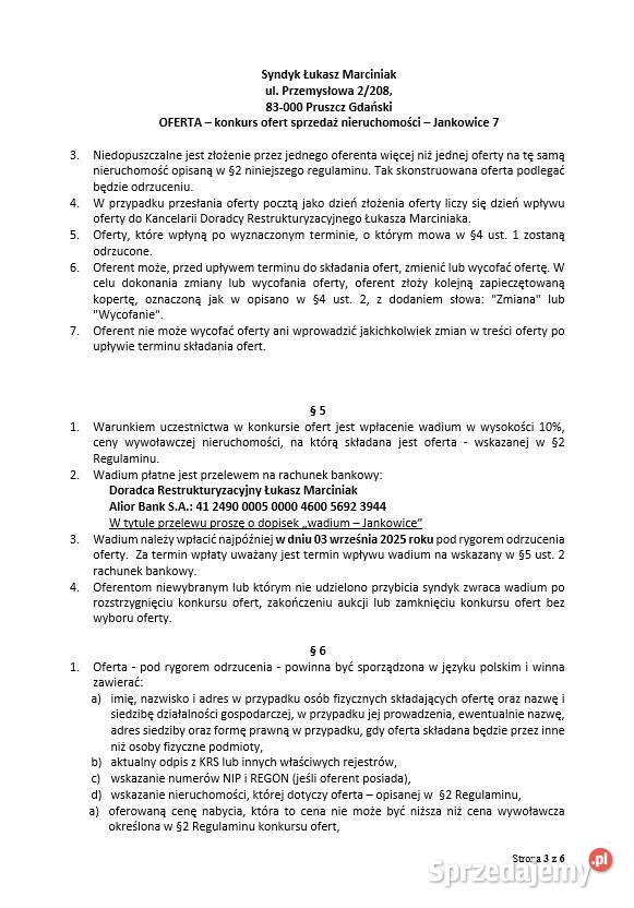 Syndyk sprzeda nieruchomość w miejscowości Jankowice