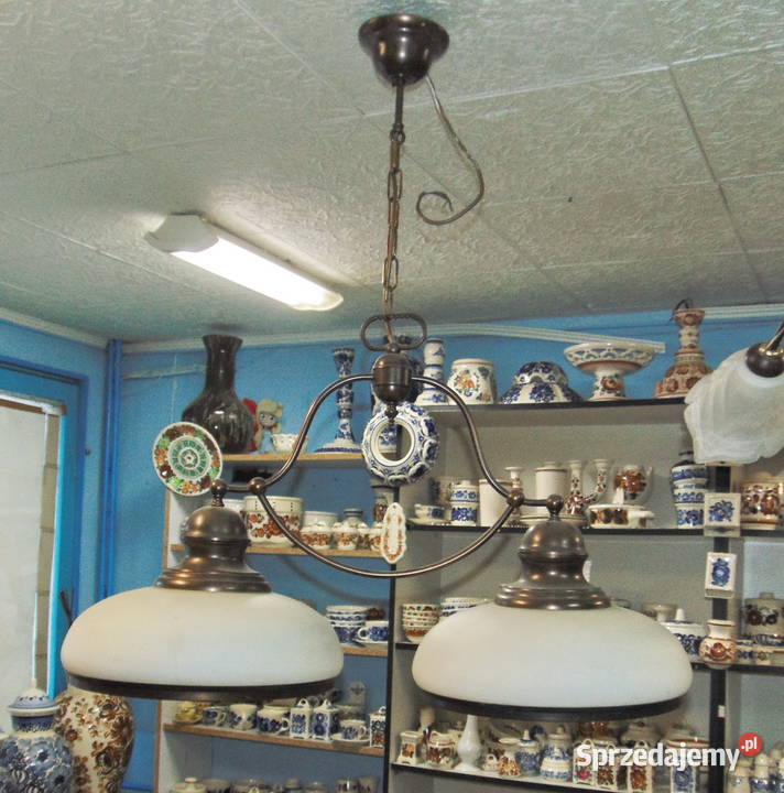 Duży Podwójny Żyrandol PRL Włocławek