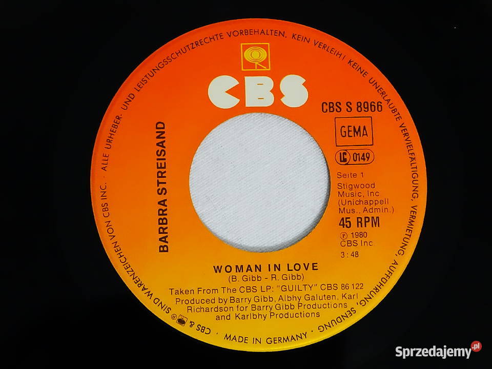 Barbra Streisand Woman In Love Label CBS CBS Biłgoraj