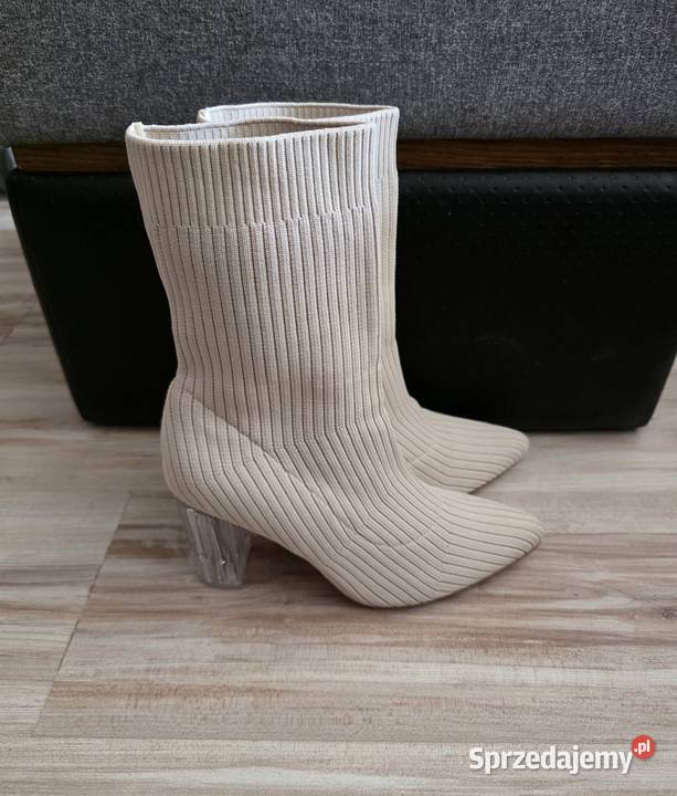 Botki skarpetkowe przezroczystym obcasem 24.5cm Głogów