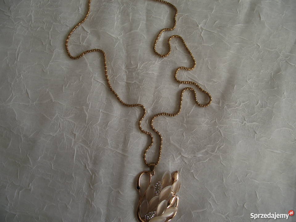 ZŁOCONY WISIOR ŁABĘDZIA NA GRUBYM ŁAŃCUSZKU Piła