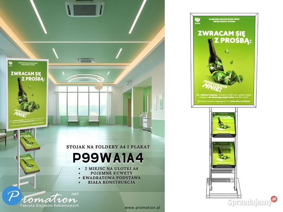 Biały stojak na plakat A1 i ulotki A4 Szczecin