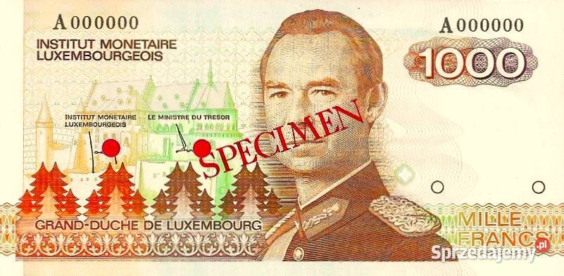 LUKSEMBURG 1985 UNC1000 franków P59s Kolekcje