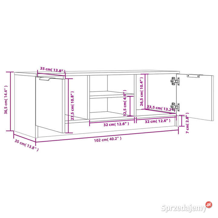Szafka pod telewizor biała 102x35x365 WM811511