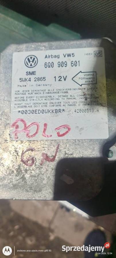 6q 0 909 601 sensor poduszek airbag VW polo 6N Części samochodowe sprzedam