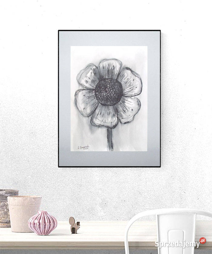 skandynawski rysunek do salonu szara grafika do