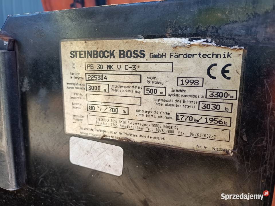 wózek widłowy widlak steinbock boss PE 30 3Tony Gubin sprzedam