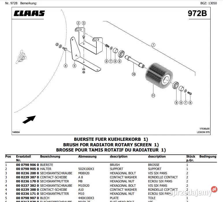 Katalog części Claas LEXION 570 LEXION 570 MTS