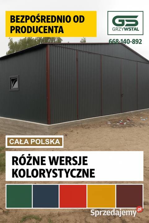 Duży Grafitowy Garaż blaszany Garaże Magazyn Giżycko