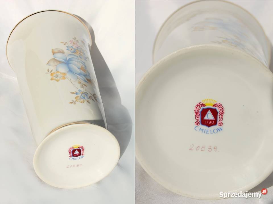 Klasyczny wazon porcelana Ćmielów błękitne Lublin