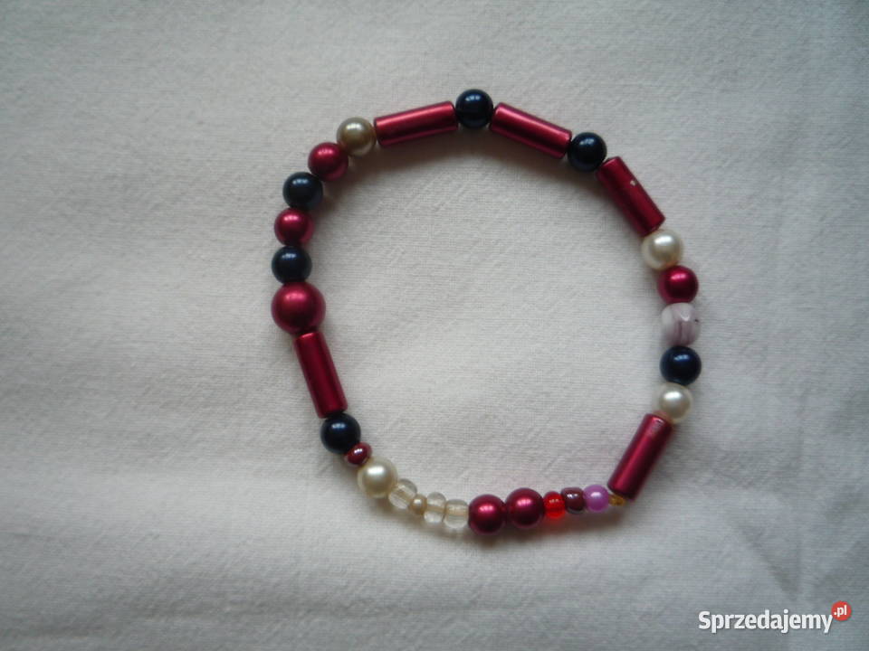 Bransoletki Koraliki Granatowe Różowe Srebrne Szczecin