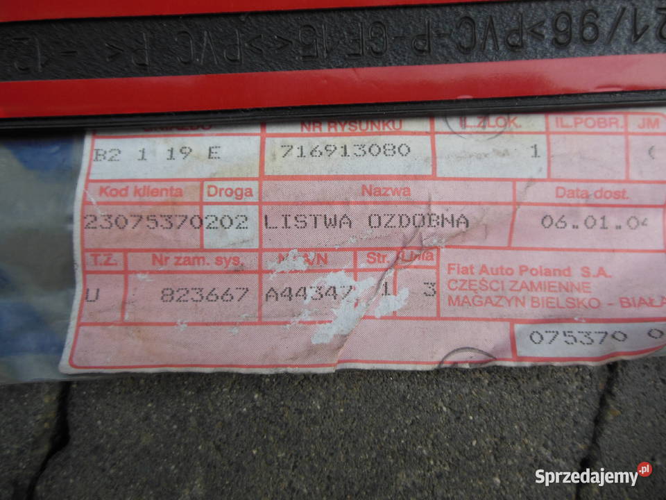 LISTWA OZDOBNA FIAT CINQUECENTO 716913080 NOWA Kozy