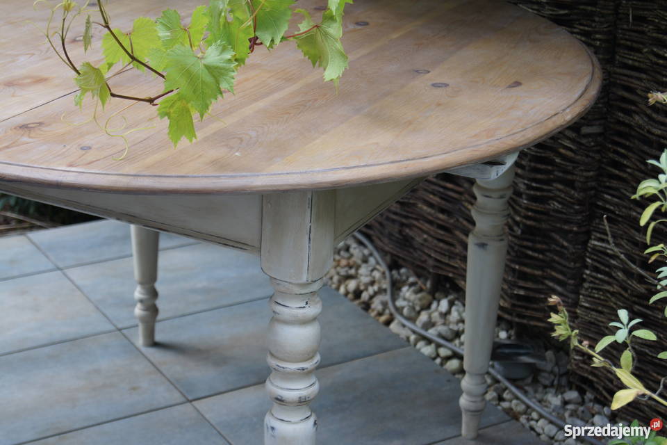 Stol okragly shabby chic bielony rozkaldany Golub-Dobrzyń sprzedam