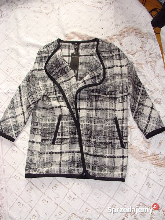 nowy płaszczyk narzutka krata wełna hm