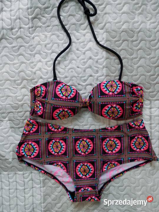 Strój Kąpielowy Bikini Czarny Graficzny Nadruk dwuczęściowe Stroje kąpielowe Łomża