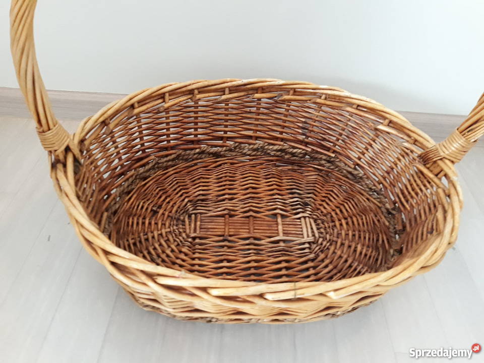 duży wiklinowy koszykna prezent rączka na kwiaty Gdańsk