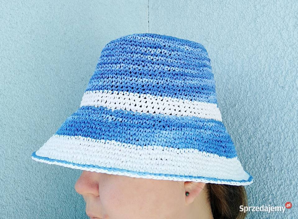 Kapelusz z raffii crochet raffia sun hat