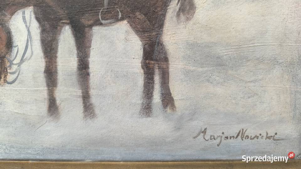 Piękny stary oryginalny obraz olejny sygnowany