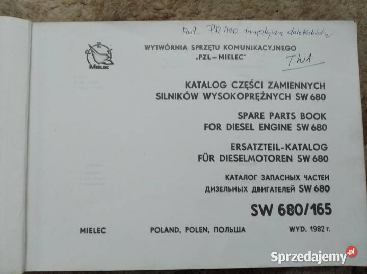 Katalog części silników wysokoprężny SW 680165 Lublin sprzedam