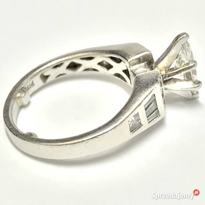 Platynowy PIERŚCIONEK Art Dco BRYLANTY 15ct Warszawa