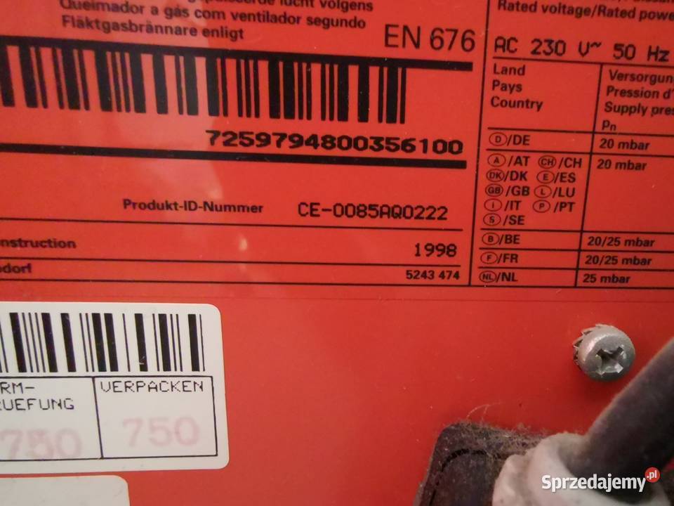 Palnik Gazowy wentylatorowy f VIESSMANN 112190kW Szczytna sprzedam