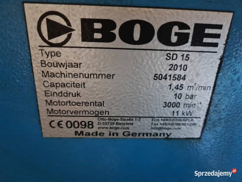 Kompresor śrubowy Boge SD 15 11 kw sprzedam