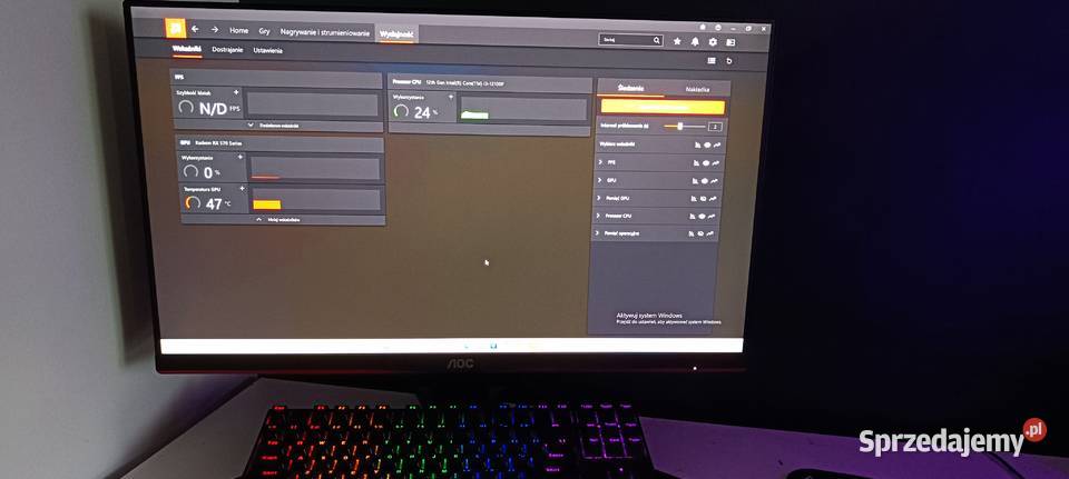 PC i312100f RX570 8GB monitor AOC 24 Pamięć RAM 16 Sosnowiec