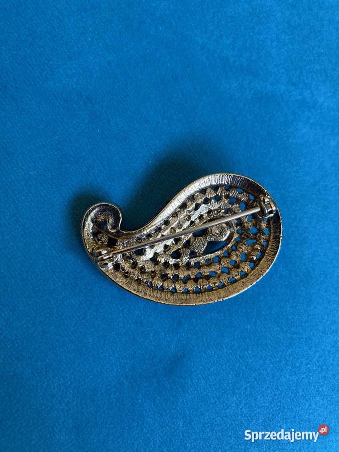 Nowa bogata elegancka złota broszka cyrkonie Nisko sprzedam