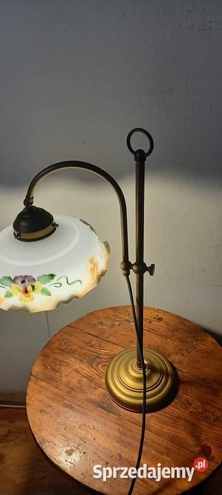 Mosiężna lampka z ruchomym ramieniem ładny klosz łódzkie Skierniewice sprzedam