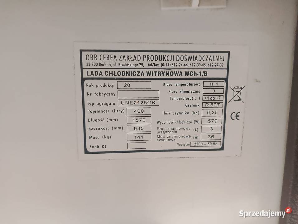 Lada chłodnicza Cebea WCH1B 1570x930 dolnośląskie Wrocław
