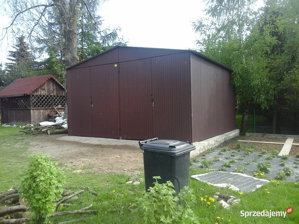 G4Garaż blaszany 7x6 Bramy Uchylne Drewnopodobny 42m2 Lipsko