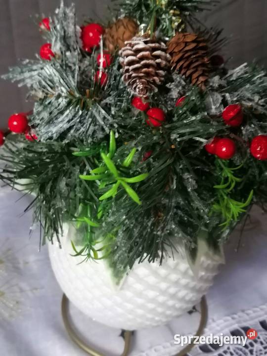Stroik świąteczny na białej bombce Idealny biały Katowice