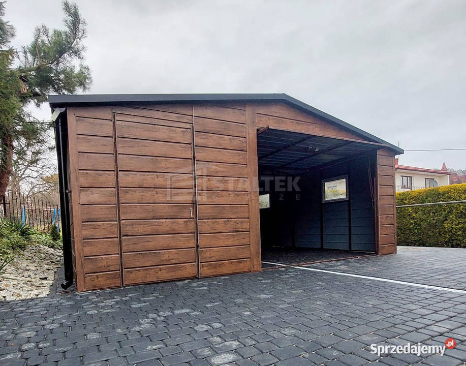 Garaz blaszany 6X6m brama uchylna drzwi 2x okno sprzedam