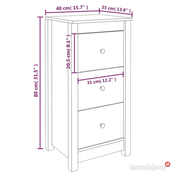 Szafki 2 czarne 40x35x80 lite drewno sosnowe Warszawa sprzedam